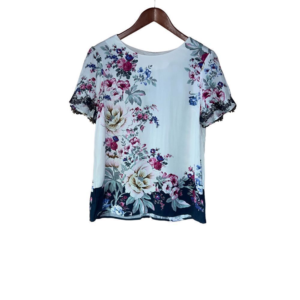 Nwt ASOS oasis floral print top with lace trim sleeves small